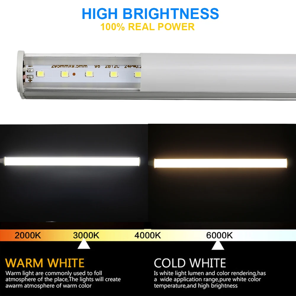 RYAWAY tubo LED T5 30 cm AC 85 V ~ 265 V LED tubo fluorescente LED T5 lámparas de tubo 5 W blanco frío de luz Lampara ampolla de plástico de PVC