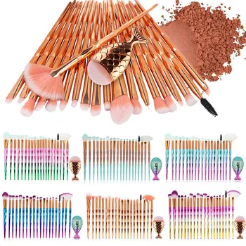 

21Pcs Professional Diamond Handle Makeup Brushes Set Popular Lip Eyeliner Powder Eyebrow Eyelash Eyeshadow Cosmetic Party Women
