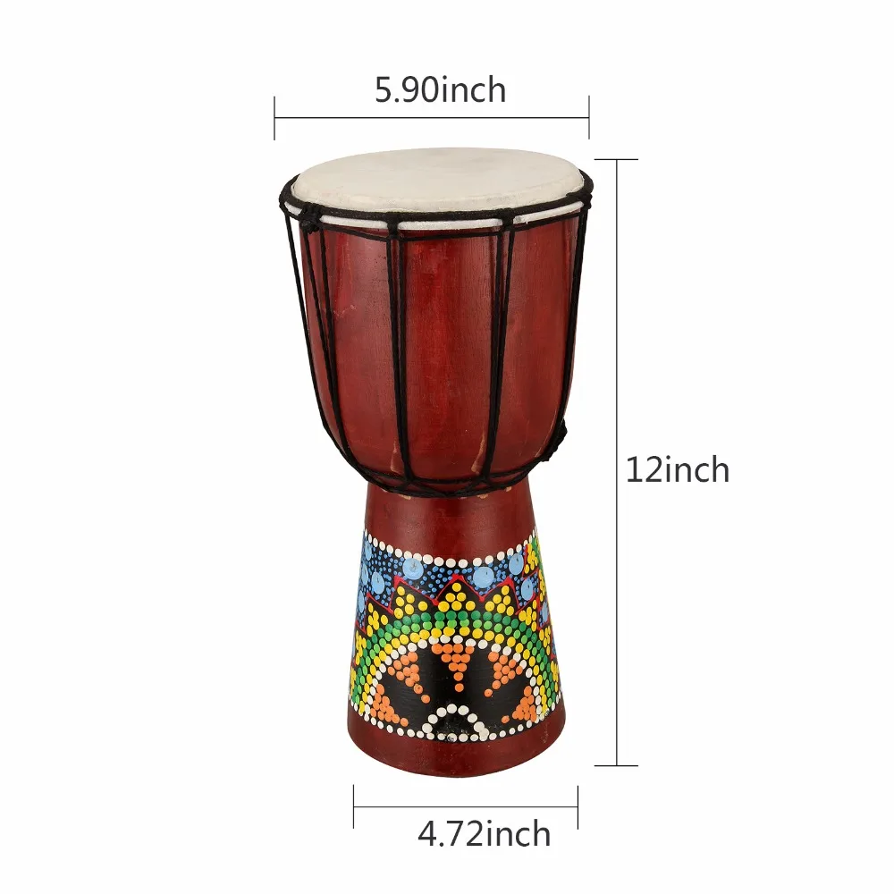 Tambor manual de madeira djembe africano, instrumento