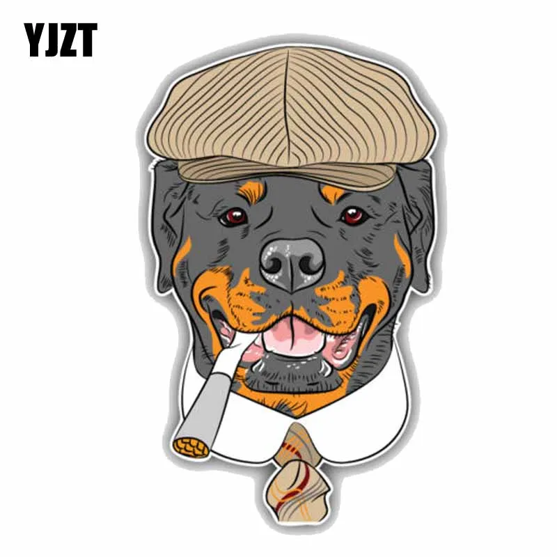 

YJZT 8.5CMx14CM Fashion Rottweiler Dog Head PVC High Quality Animal Car Sticker C1-9050