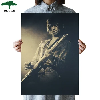 

DLKKLB Rolling Band Also Poster Guitarist Ronnie Wood Vintage Poster Bar Cafe Decoration Painting Rock Music Retro Wall Stickers