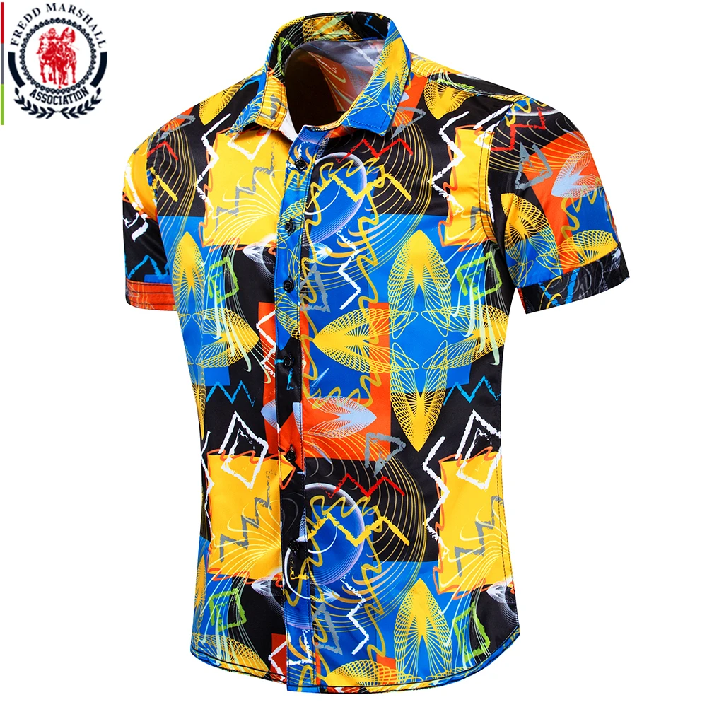 

Fredd Marshall 2019 Summer Fashion Beach Hawaiian Shirt Men Casual Printed Shirts Short Sleeve Holiday Vacation Clothing 55894