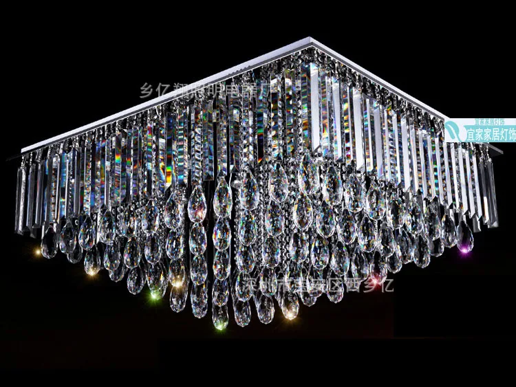Европейская хрустальная лампа для гостиной прямоугольная Светодиодная потолочная лампа светильник для спальни ресторанные светильники