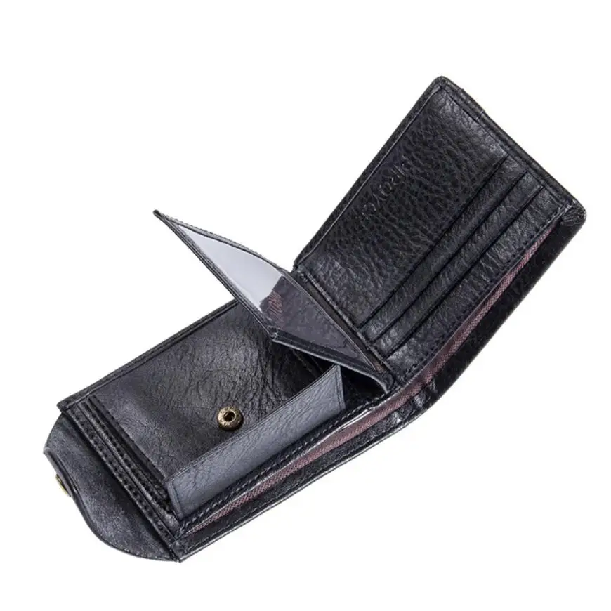 Мужской кожаный бумажник, держатель для карт, кошелек на застежке, Классическая сумочка, клатч, Portafoglio Uomo