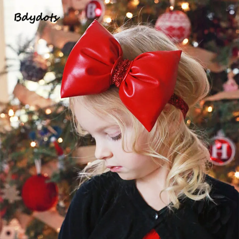 Red Baby Girls Hair Bows Headbands Toddler Bow Kids Elastic Hair Bands