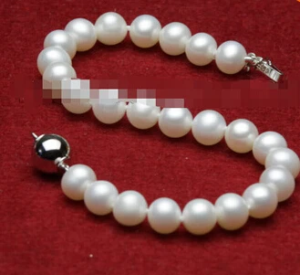 

hot sell909 new AAA+ beautiful 8-9mm white fresh water round akoya pearl bracelets 7.5