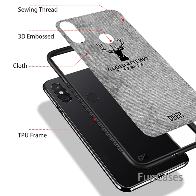 Тканевый рельефный чехол для телефона с оленем Xiao mi Pocophone F1 A2 8 Lite A1 SE Pro 5 6 Max 2 3 x 2S