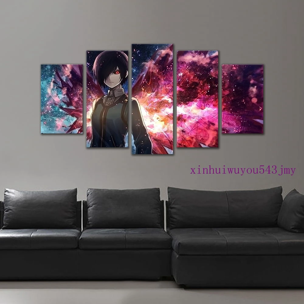 

Anime Game Large Framed Decor Original Tokyo Ghoul Kirishima Toka print decoration canvas in 5 pieces