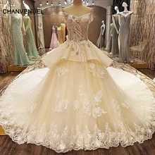 LS76325 China crystal wedding gowns beading ball gown corset back wedding dresses turkey ivory and champagne real photos
