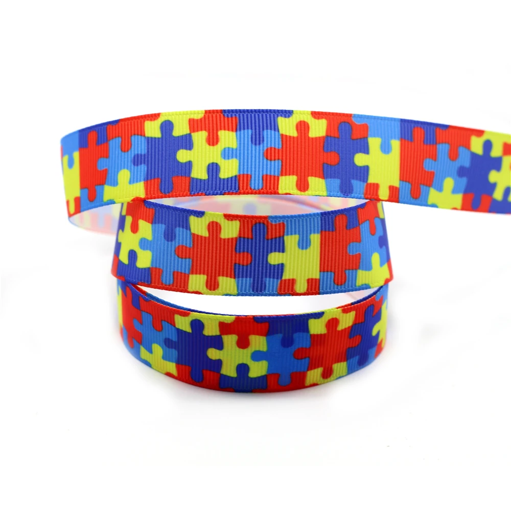 Autismo Rompecabezas Cinta del Grosgrain 75mm 38mm 3/" 1.5/" Buy 4 Get 5th Gratis