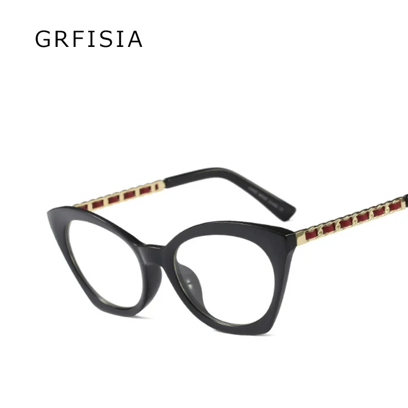 GRFISIA Ladies Metal Red Leather Woven Legs Glasses Frames Men Women