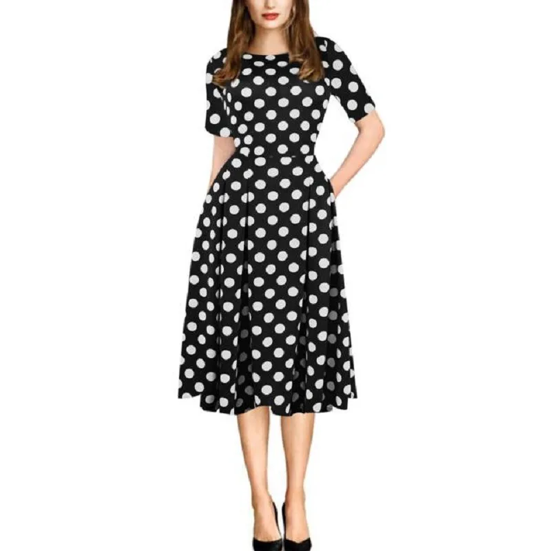2017 las nuevas mujeres Vintage elegante Vestidos de verano Polka Dot