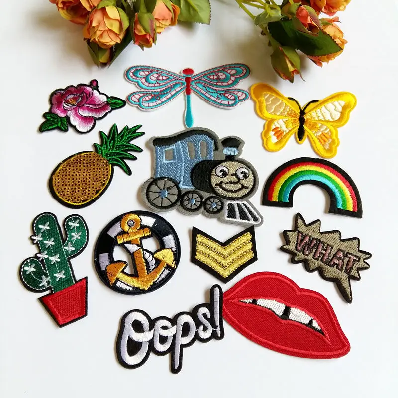 

12PCs Cartoon Embroidered Sequins Iron On Patch Cloth Patches Accessories New arrival Popular Clothing Bag Appliques