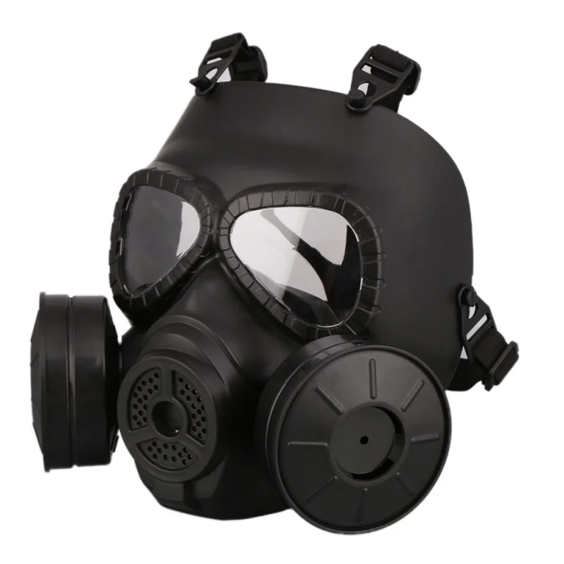 Военная Униформа игровой защитный шлем уход за кожей лица противогаз с двойные вентиляторы для CS военный Пейнтбол тактический армейский головы Защита для лица - Цвет: Черный