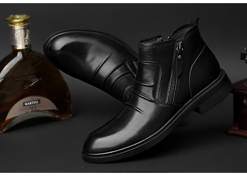 Мужские ботинки из натуральной коровьей кожи; Высококачественная Обувь На Шнуровке; мужские теплые плюшевые зимние ботинки на меху; обувь ручной работы; сезон осень-зима