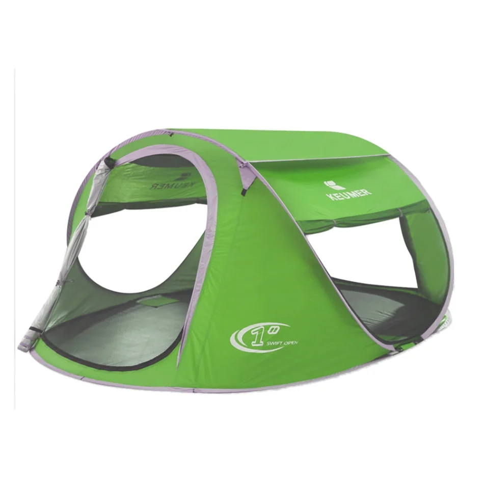 KEUMER Кемпинг Пляжная палатка всплывающая открытая большая Автоматическая мгновенная Настройка легкая складная палатка 240*180*100 см с УФ-покрытием - Цвет: Зеленый
