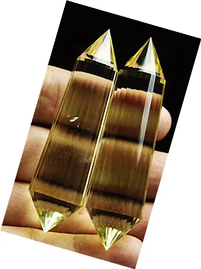 

Natural violence yellow 2Pcs Natural Vogel Style Citrine Quartz Crystal 24 sided DT Wand Superb