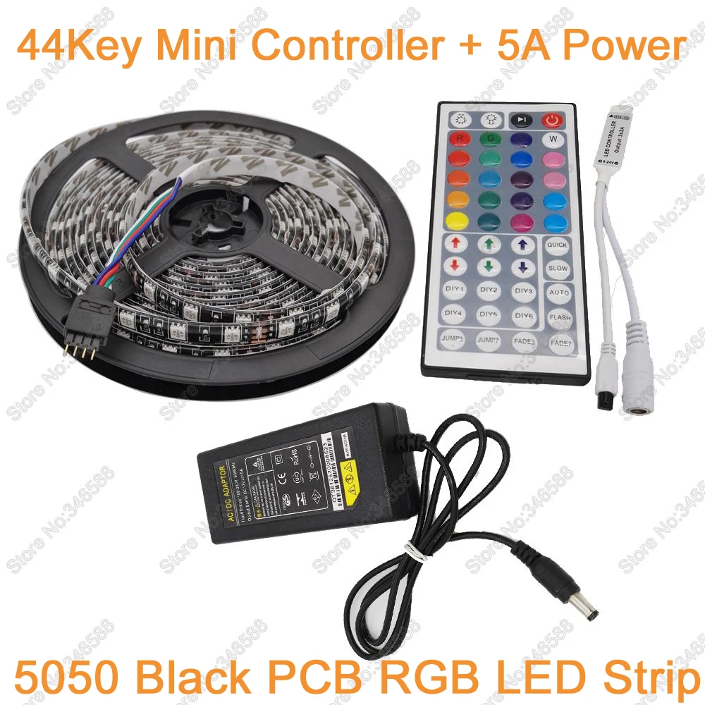 5 м DC12V черная печатная плата IP20/IP65 эпоксидная Водонепроницаемая 5050SMD RGB
