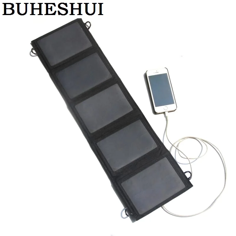 BUHESHUI 10W 5V NEW Foldable Universal Camping Travel Solar Panel USB Charger pack for iPhone font