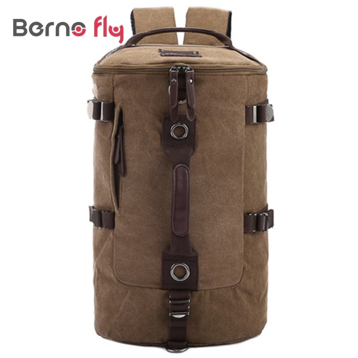 

New Hot Large capacity man travel bag Solid zipper backpack men bags Casual canvas bucket shoulder bag