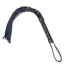 Látigo de cuero auténtico Vintage marrón flagelador Bdsm Bondage Whip Tassel roscado Handle Spanking Bdsm fetiche adultos juguetes sexuales Floggers