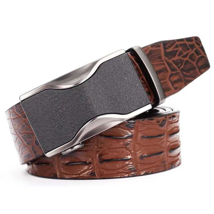 Men&#39;s Genuine Leather Ratchet Dress Belts NEW Men&#39;s Leather Ratchet Belt Automatic Sliding ...