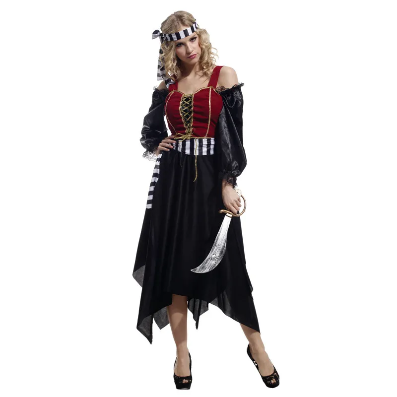 Umorden Карнавальный костюм для взрослых женщин на Хеллоуин; костюм пирата из стран бассейна; пиратские костюмы; нарядный костюм для косплея; комплект одежды для женщин - Цвет: W-0065