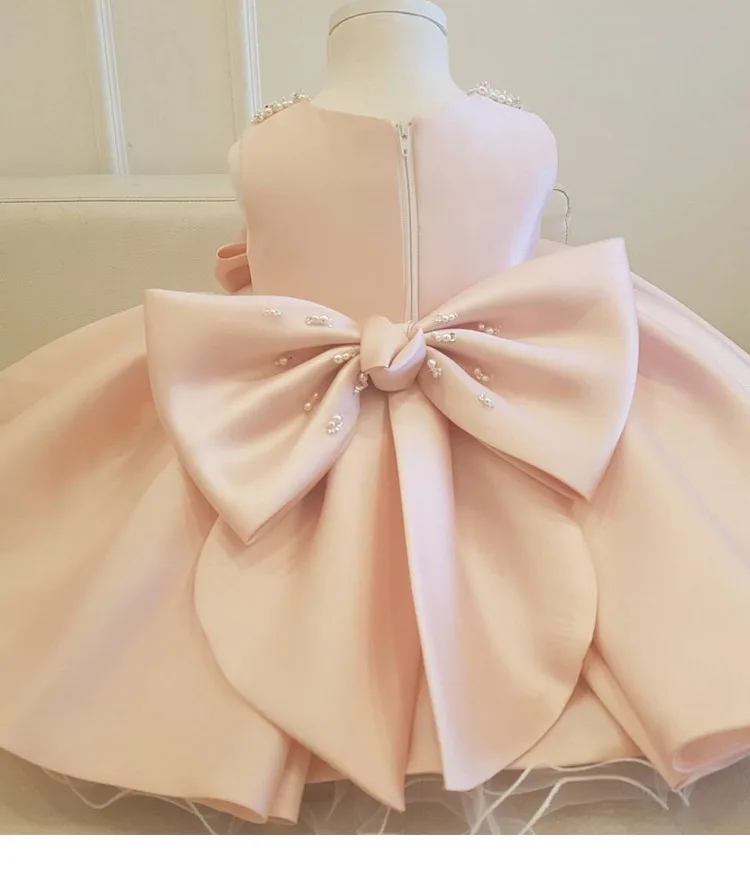 Vestidos para Festa e Casamento Vestido de Baile Bebê Menina Frisado Arco Princesa Meninas Tule Baptismo 1st Aniversário 8 Mamãe e Bebê
