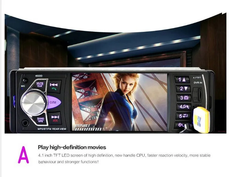4,1 дюймовый автомобильный радиоприемник MP5 плеер FM/USB/SD/TF Bluetooth DVR/камера Входное Зеркало Ссылка для Android телефона Automagnitol Full HD экран