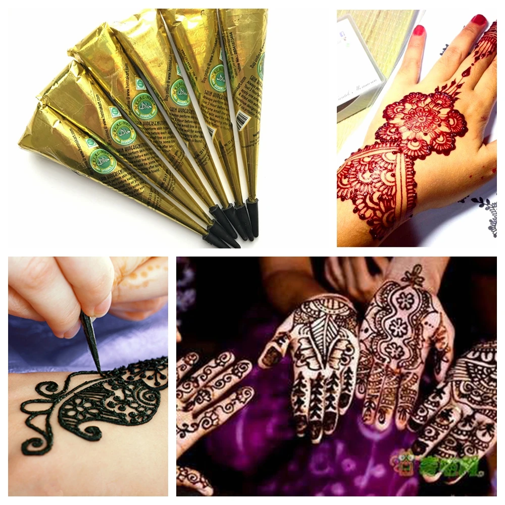 6 PC LOT Hitam Tinta Mehndi  Henna  Tattoo  Pasta Tangan  Jari 