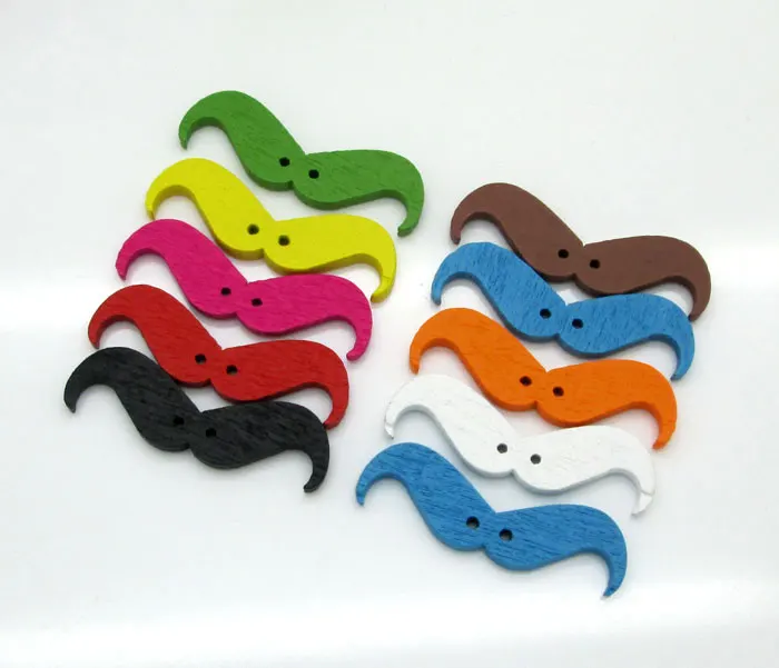 

50Pcs Mixed Wood Moustache Sewing Buttons For Kids Clothes Scrapbooking Decorative Botones Handicraft DIY Accessories10