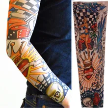 Cool Body Stickers Temporary Tattoo Sleeves Mixed Nylon Striped Stockings Elastic Arm Tattoo Sleeve Men Women Fake Tatoo Sleeves
