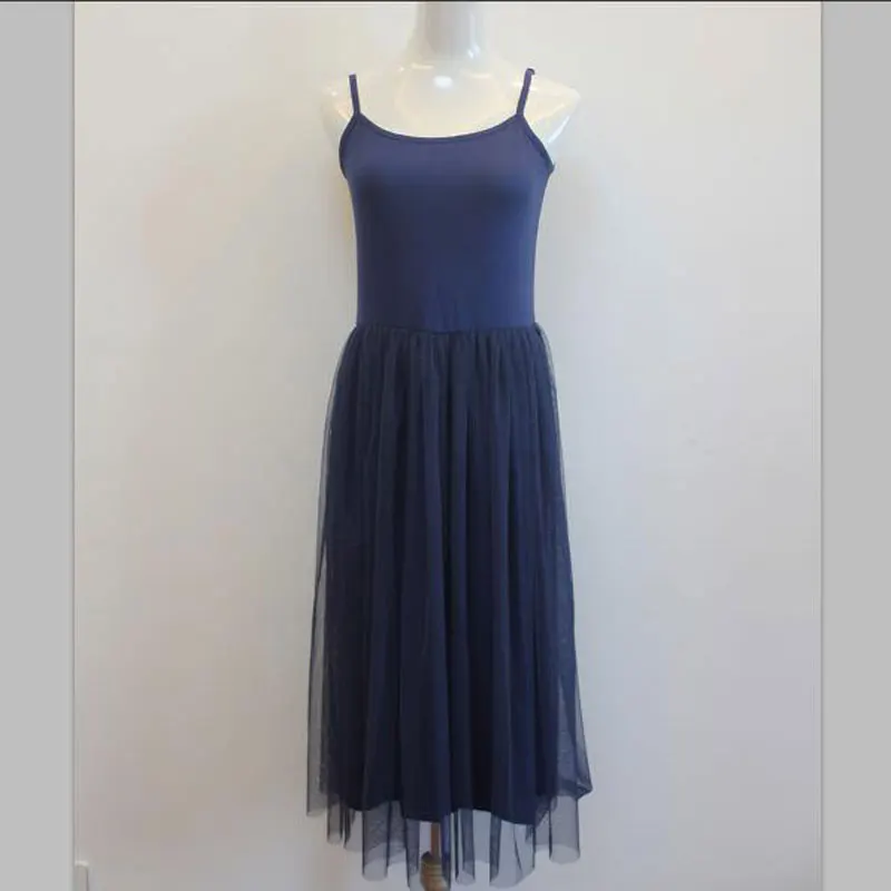 

2018 new Women summer cotton modal lace underskirt puff gauze slip suspender basic tank cotton dress one-piece long dress AE2131