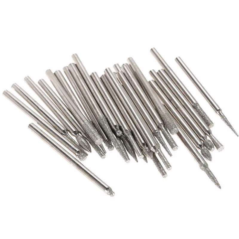 30pc Diamond Burr Bit Set for DREMEL Rotary Tools 3mm Shank Diamond Burr Drill Grinder Bits Tool Dremel Rotary Accessories 30pc Diamond Burr Bit Set for DREMEL Rotary Tools 3mm Shank Diamond Burr Drill Grinder Bits Tool Dremel Rotary Accessories