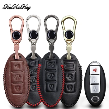 

Key Protective Leather Shell with stainless metal keychain For Nissan Teana Tiida Sylphy Sunny Qashqai Skyline Juke Alissa X-TRA