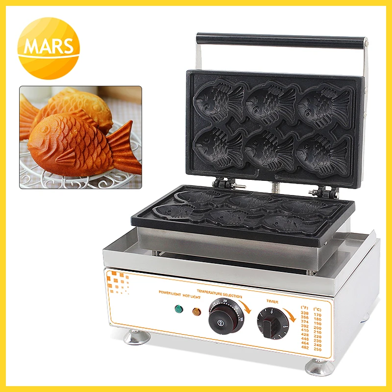 Mars Бесплатная доставка коммерческих 110V 220V электрическая, для печенья тайяки Мини Рыба вафельница оборудование для выпечки в выпечки