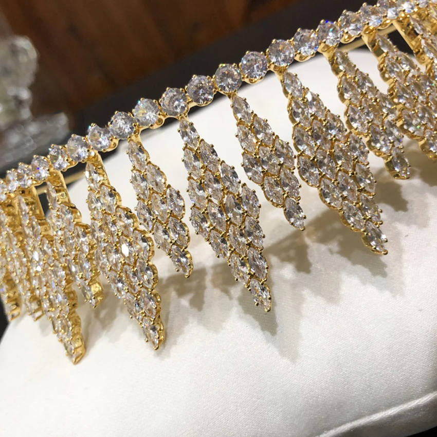 Moda princesa Tiaras corona incrustaciones Стразы boda аксессуары для el cabello oro цвет corona joyeria