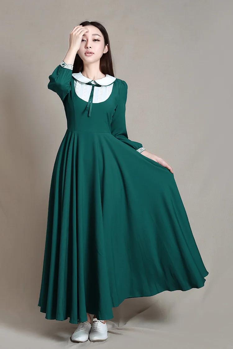 

free ship peter pan collar vintage bowknot collar classicism Renaissance Victorian dress long dress