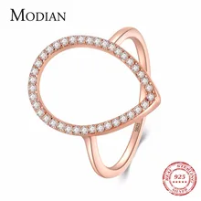 Modian настоящее твердое кольцо из стерлингового серебра 925 пробы