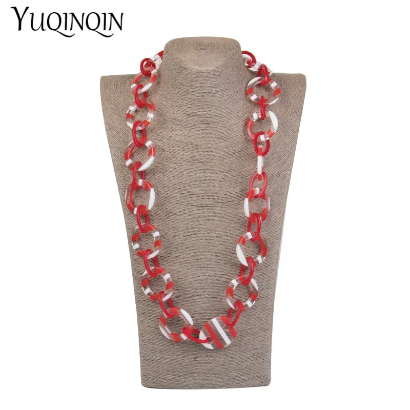 

Vintage Resin Long Chains Fashion Necklaces for Women Round Geometric Acrylic Designer Necklace for Girls Gift Jewelry Wholesale