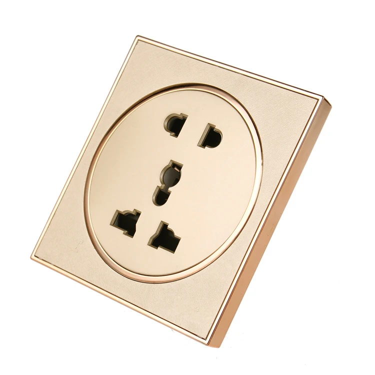 86style Gold Wall Socket 5 Holes Panel 10A 110V 250Vin Electrical
