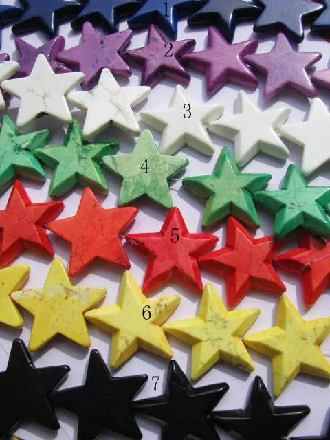 

bulk turquoise beads star green pink red black white mixed jewelry pendant beads 40mm--5strands 16inch/per strand