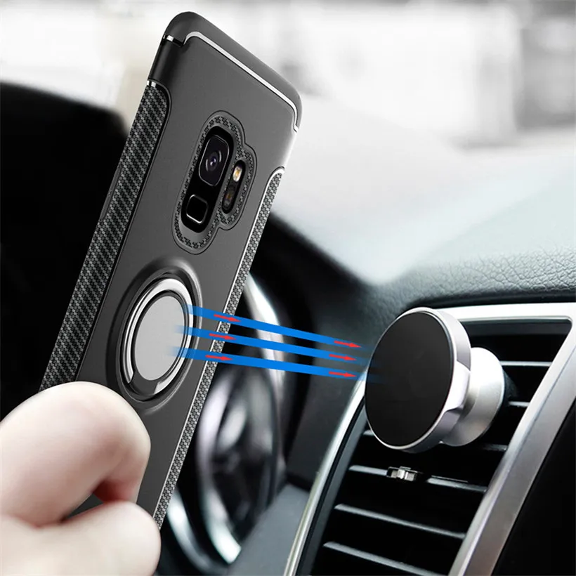 

HEMASOLY Case For Samsung S9 S8 Plus S7 Edge Case For Samsung Note 8 G530 Case Car Magnetic Bracket Finger Ring Kicksatnd Cover