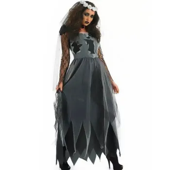 

New Ghost Bride Costume for Women Adult Halloween Fantasia Vampire Cosplay Fancy Dress Dark angel clown clothes