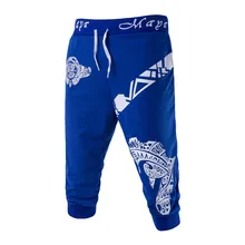 Весенние мужские Штаны Эластичный шнурок на талии шорты мужские хлопковые шорты в повседневном стиле печать свободные спортивные шорты длиной до икры c0429