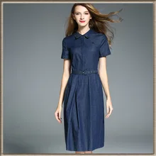 Summer Dress 2017 Fashion Denim Shirt Denim Fashion Streetwear Women Clothing Dress British Style Ukraine Womens Casual Dresses