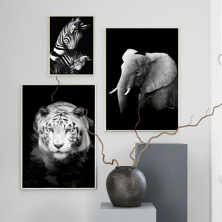 Black-White-Tiger-Lion-Wolf-Rhinoceros-Wall-Art-Canvas-Painting-Nordic-Posters-And-Prints-Wall-Pictures(1)