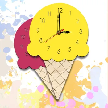 

Nordic Style Elk Creative Wall Clock Silent Wooden Clock for Home Living Room Living room acrylic ice cream children's clock