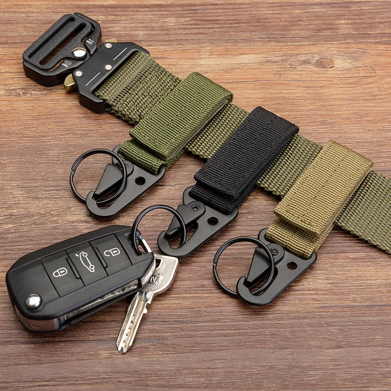 

Men's canvas clasp Colorful Keychain Military nylon metal button Oyster mouth shape Paste belts Cool alloy buckle men eagle belt