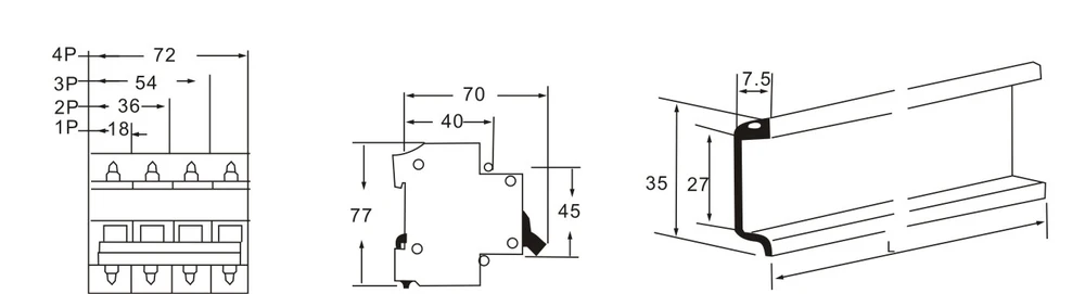 Disjuntor do Circuito de Proteção contra Sobrecarga Fase Mini Dz47-63 16a Ac380v 3 4 DZ47-63 16A AC380v 3 fase Mini Disjuntor